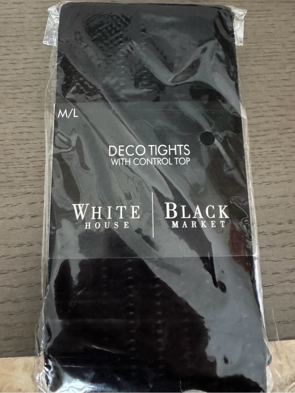 White House Black Market Black Deco Tights with Control Top